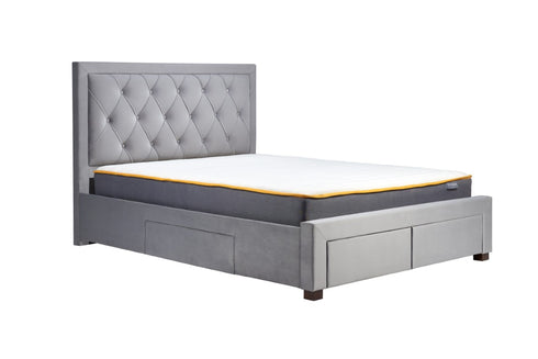 Woodbury Fabric Bed Grey Velvet